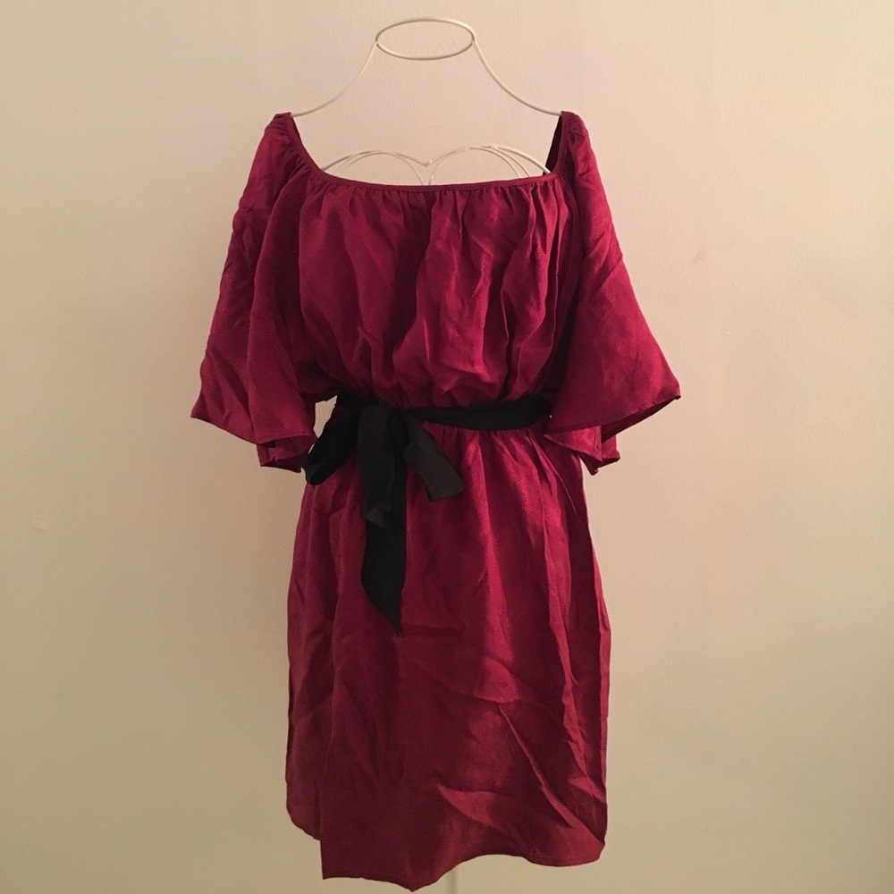 Amanda Uprichard dark red silk dress with tie